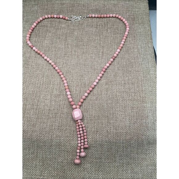 Jay King Pink Beaded Tassel Necklace with Faceted Focal Bead & Silver Hook Clasp - Picture 3 of 7